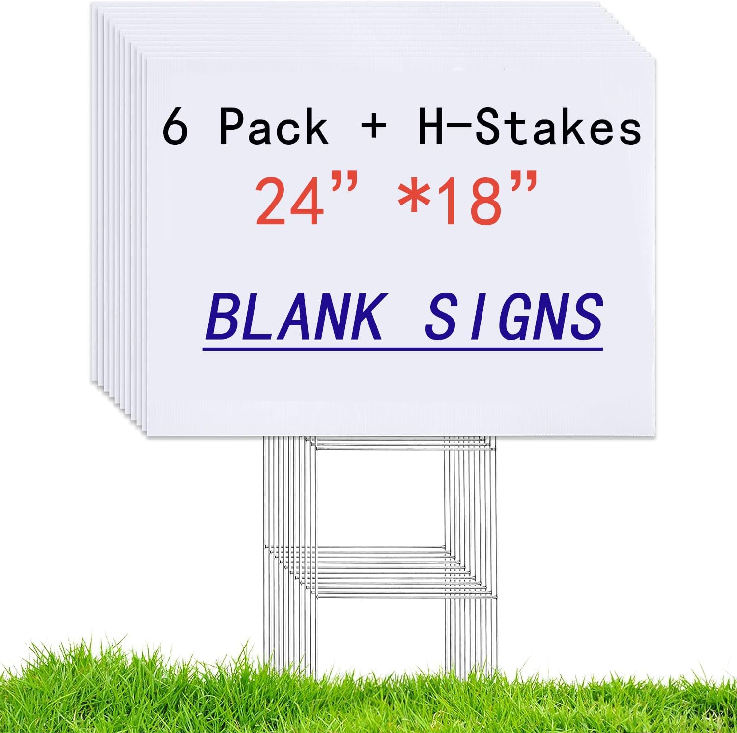 Yard Sign Blank - 6 Pack 24x18 White Blank Lawn
