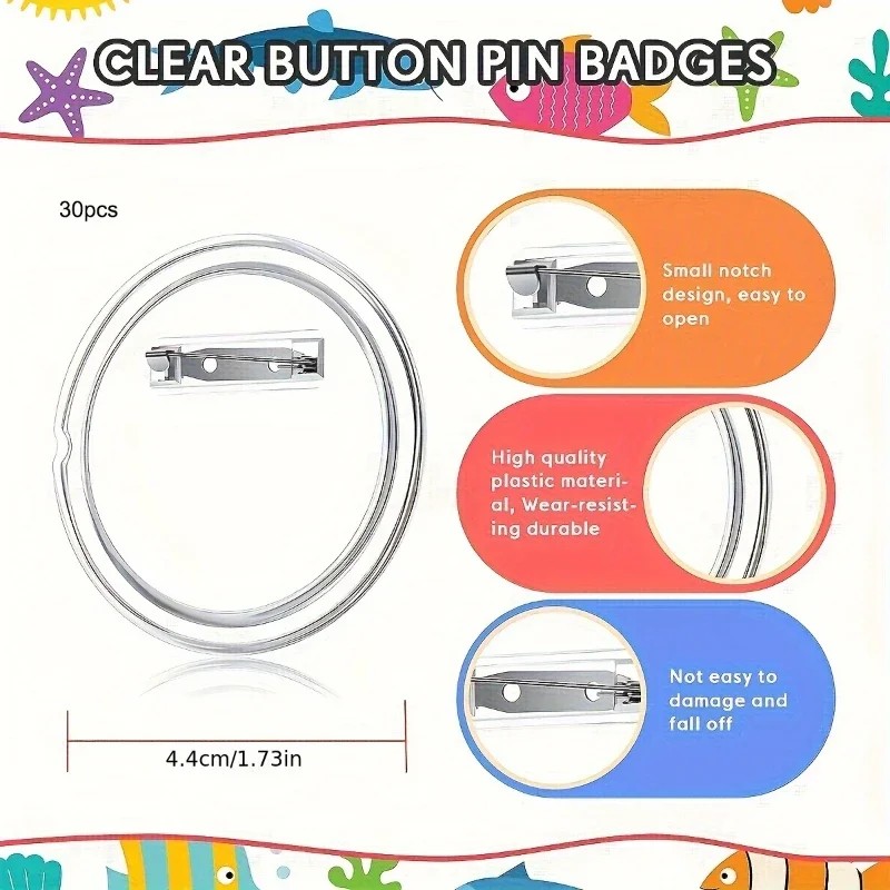 30pcs acrylic blank badge pin  - Button Badge Blank avis et prix