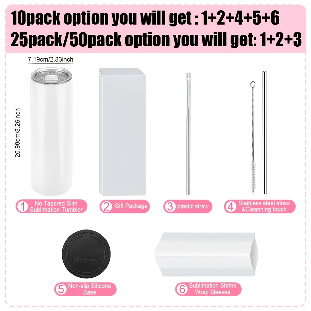 50/25/10 Pack Sublimation Tumb - Tumbler 20Oz White avis et prix