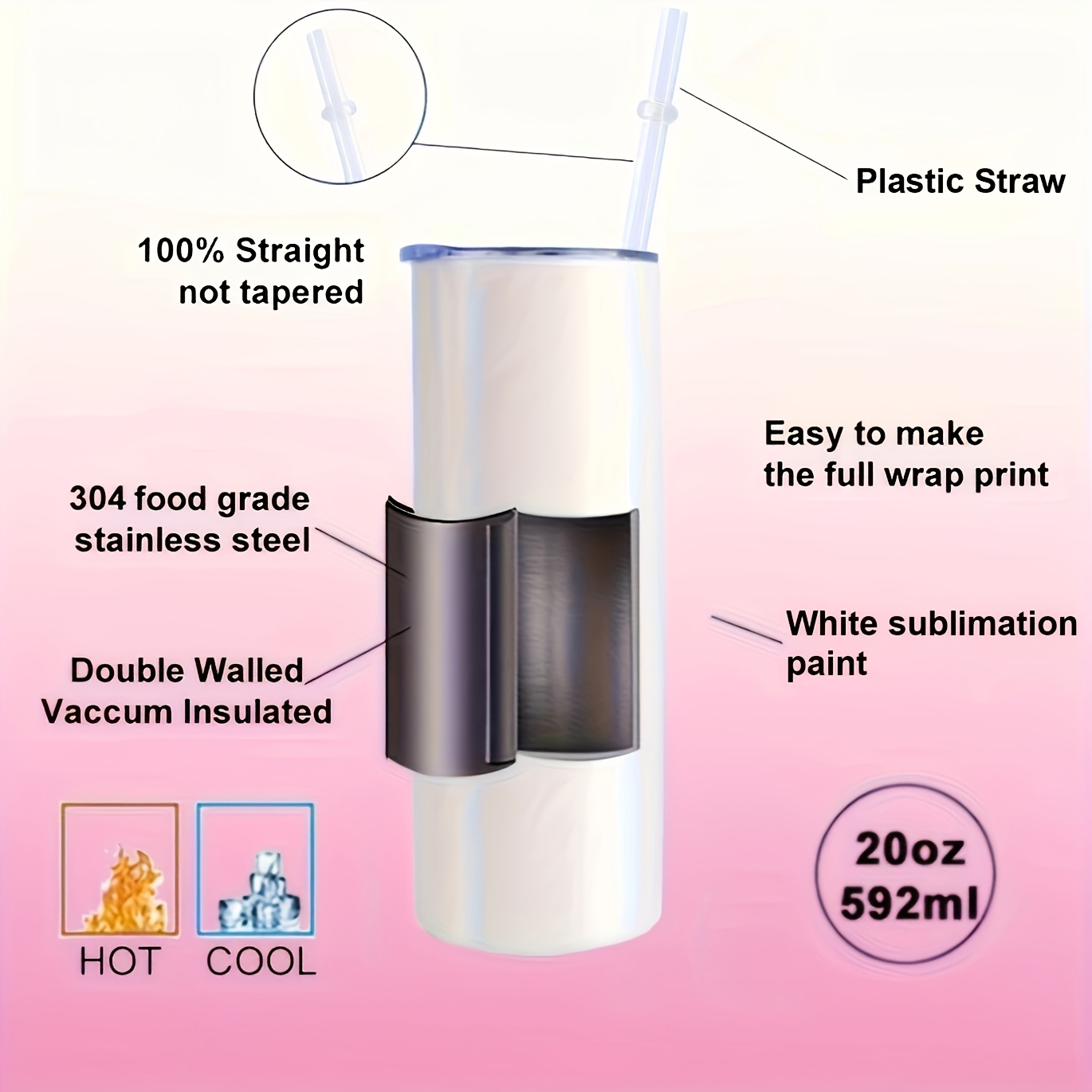 50/25/10 Pack Sublimation Tumb - Tumbler 20Oz White avis et prix