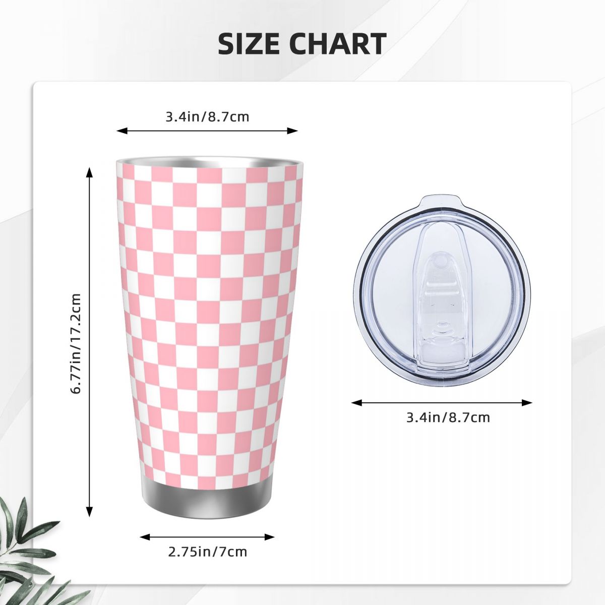 Pink White Checkerboard Patter - Tumbler 20Oz White avis et prix