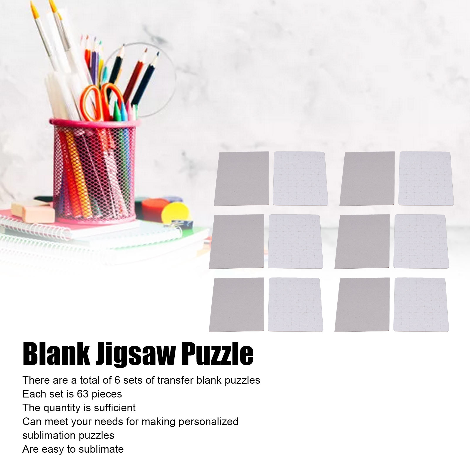 6 Set Blank Puzzles 13x18cm Wh - Puzzle Blank White avis et prix