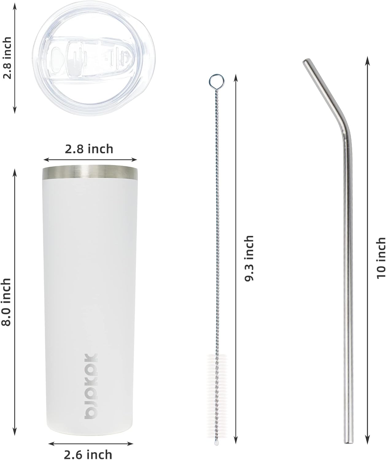 20 oz Skinny Tumbler with Lid, - Tumbler 20Oz White avis et prix
