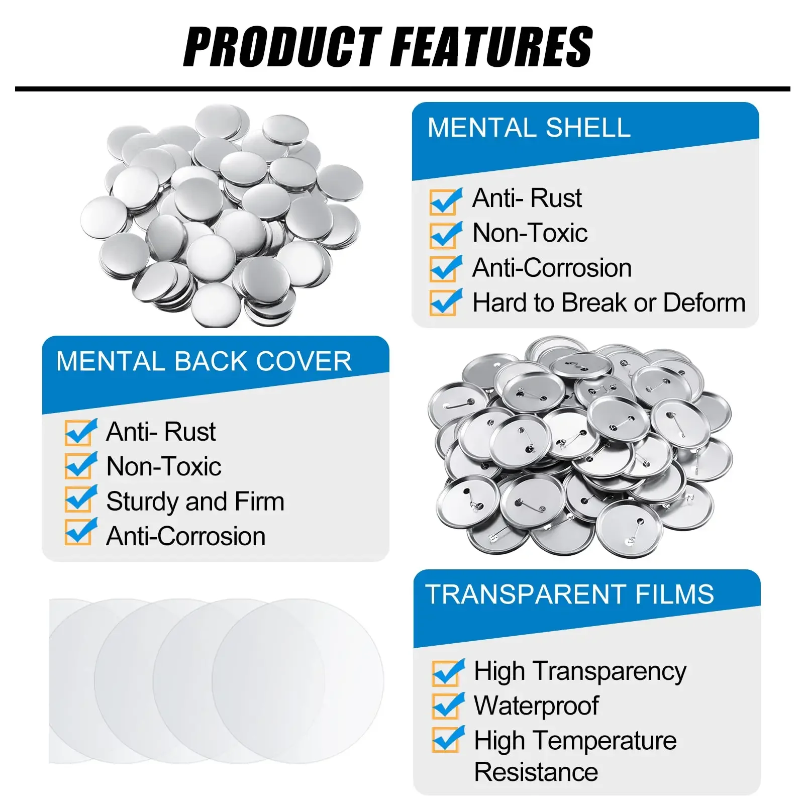 100PCS Blank Button Making Sup - Button Badge Blank avis et prix