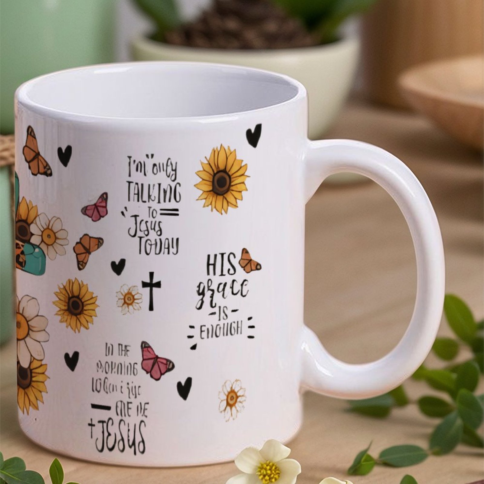 A Cross Surrounded By Sunflowe - Sublimation Mug White avis et prix