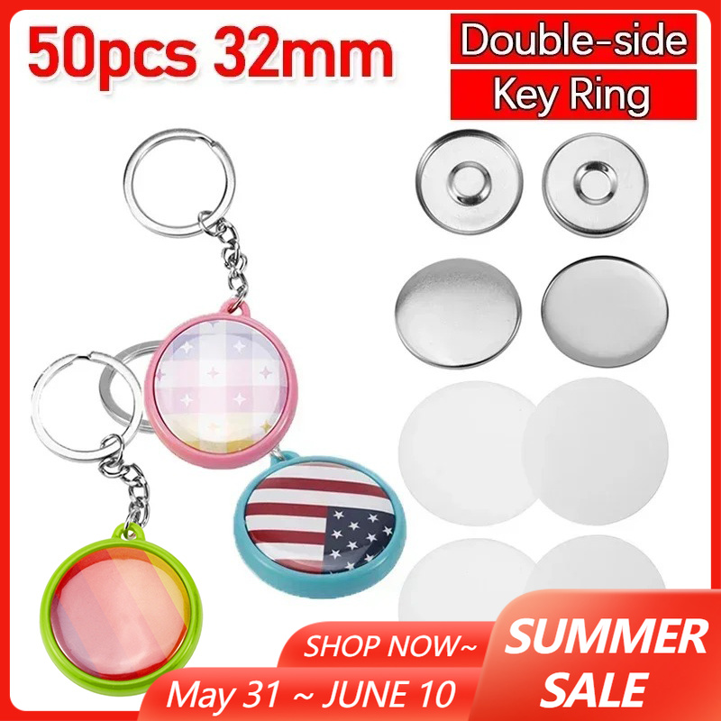 50pcs/Set 32mm Double-side Key - Button Badge Blank avis et prix