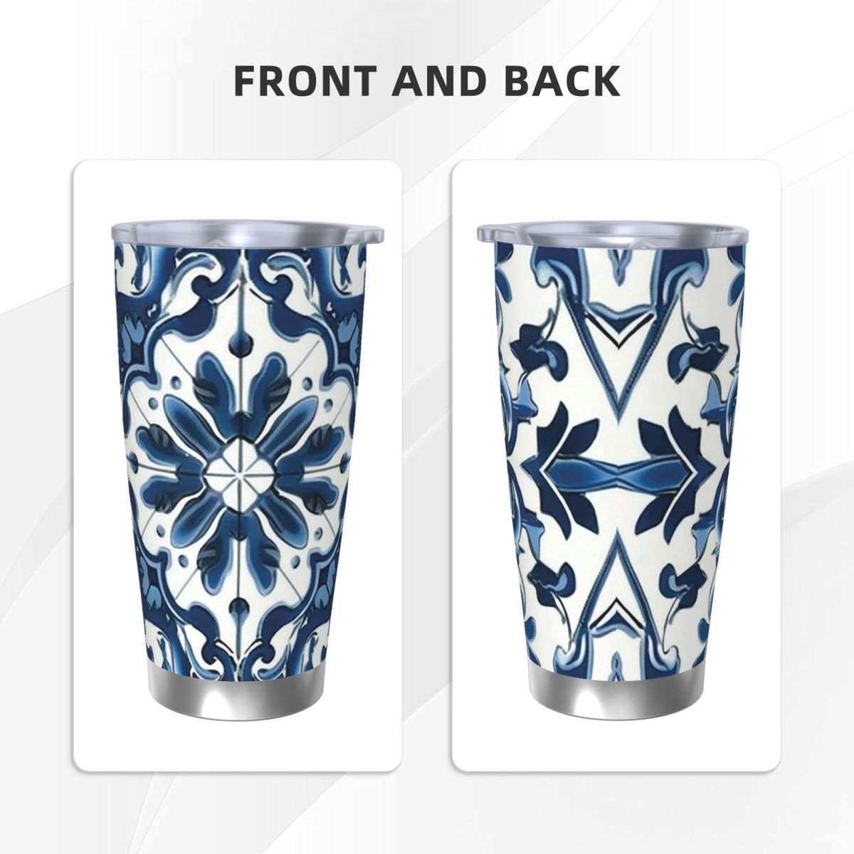 Blue And White Majolica Patter - Tumbler 20Oz White avis et prix