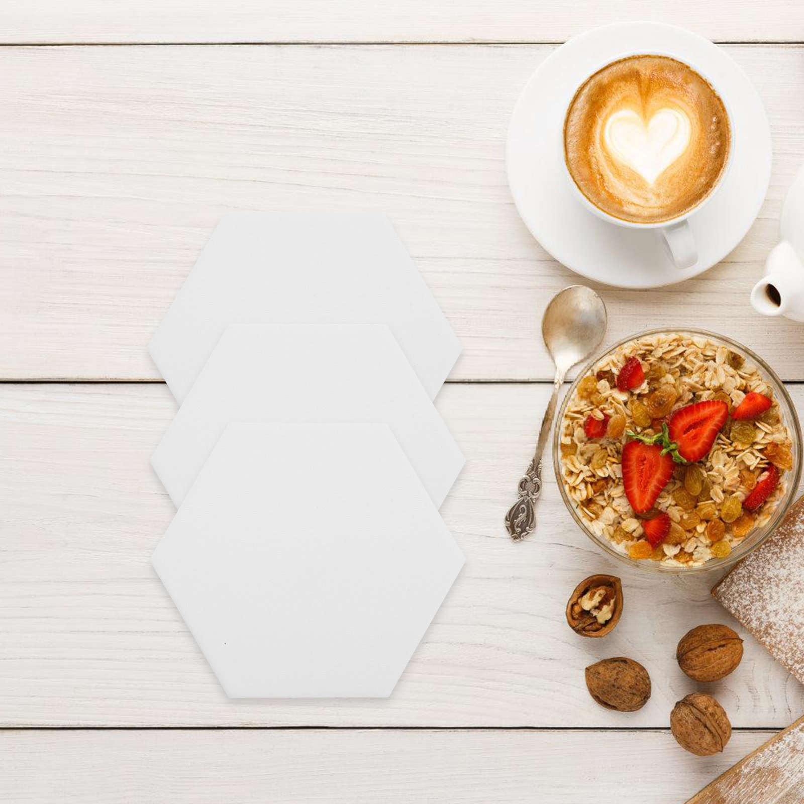 10Set White Hexagonal Ceramic  - Coaster Sublimation Blank avis et prix