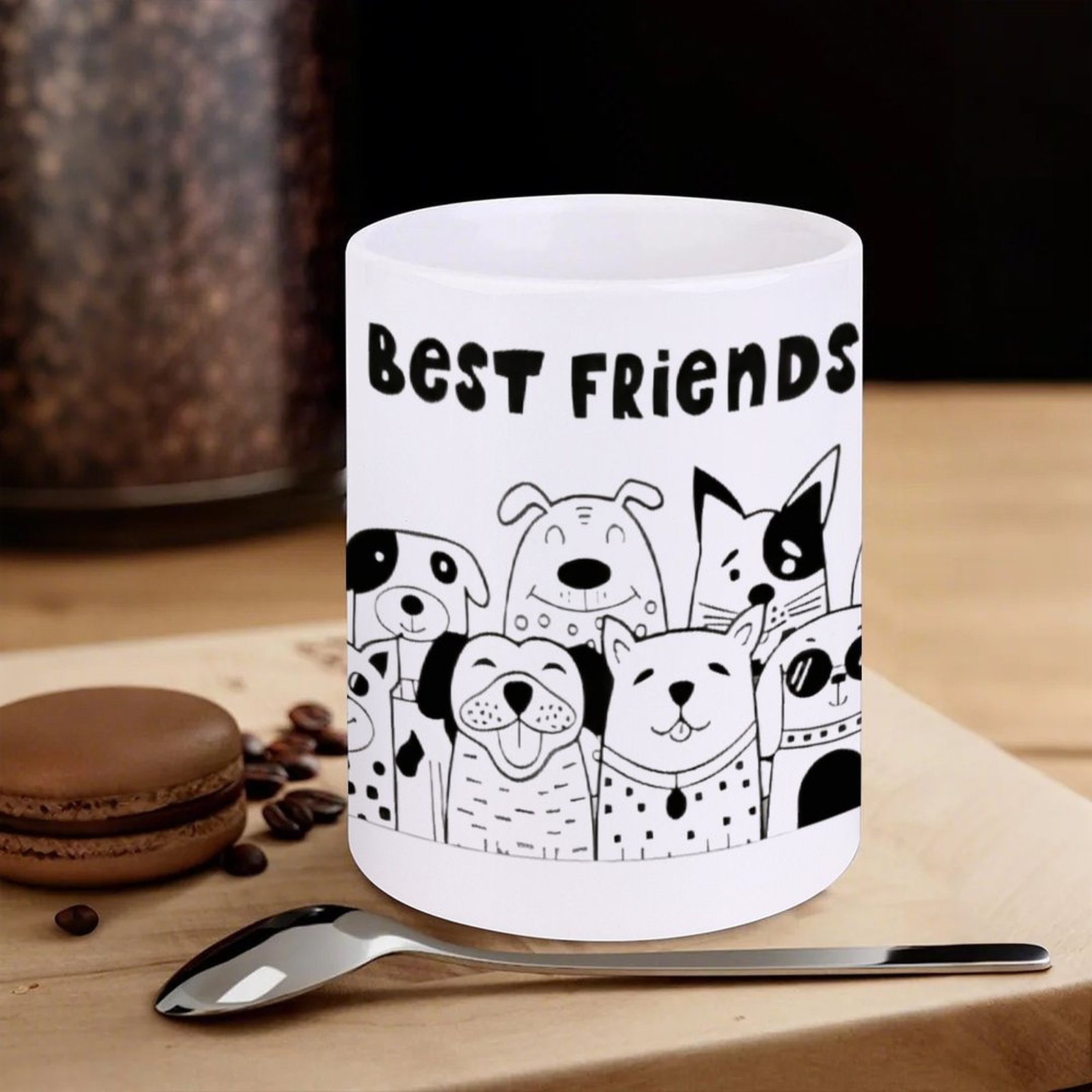 Illustration Of Dogs With The  - Sublimation Mug White avis et prix