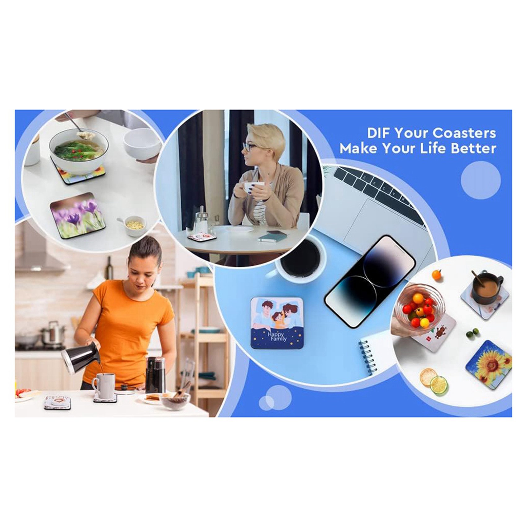 F-F 40PCS Square Sublimation B - Coaster Sublimation Blank avis et prix